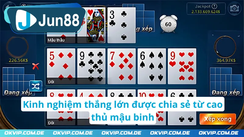 Mẹo thắng lớn cùng bài mậu binh JUN88